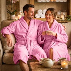 Bubblegum Pink Premium Terry Bathrobe for Men & Women  450 GSM
